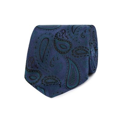 Navy paisley patterned tie
